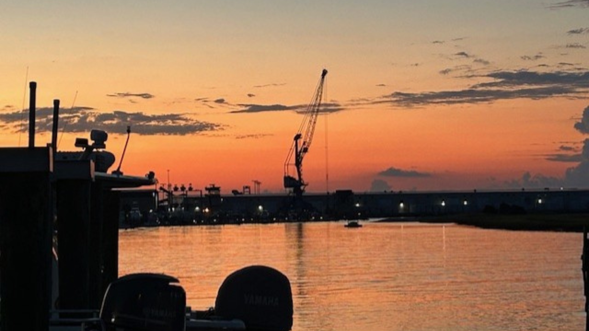 Photo of Morehead City N.C. docks at dawn.