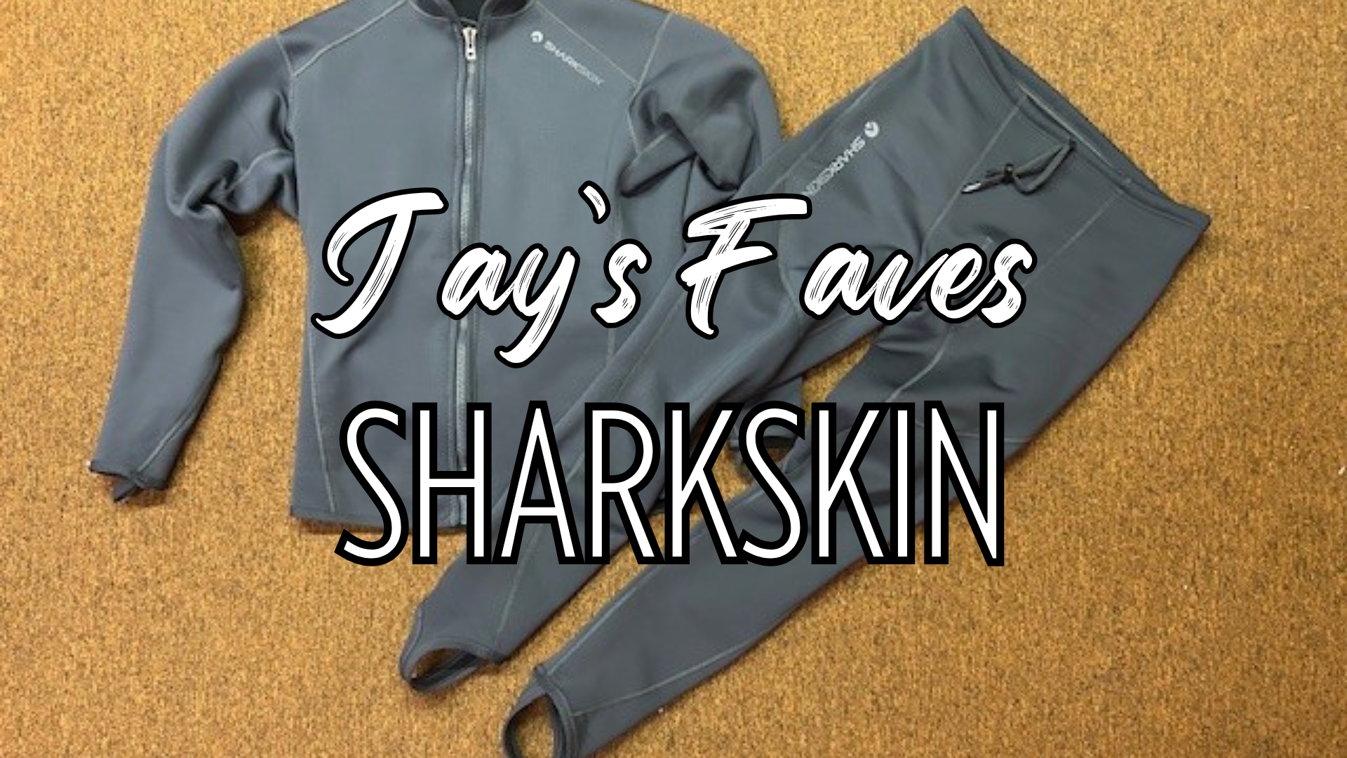 Photo of Sharkskin top and pants with words "Jay's Faves Sharkskin"