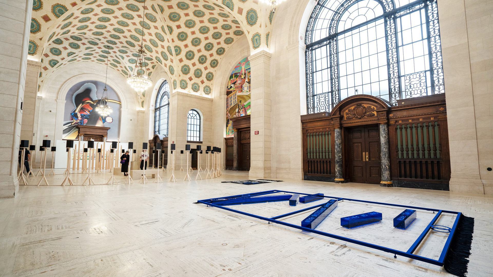 The interior of a fine white building