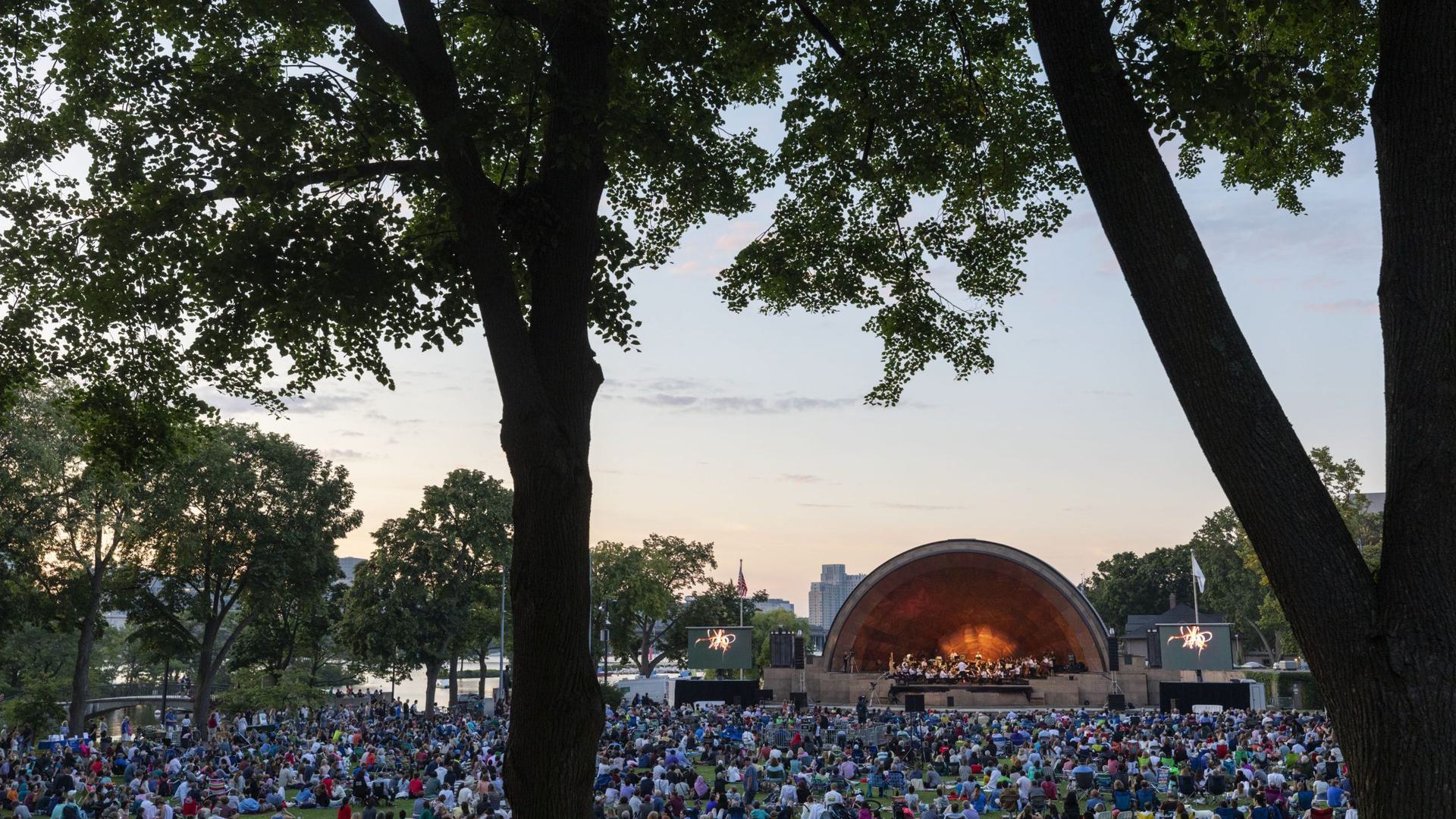 a concert venue from afar