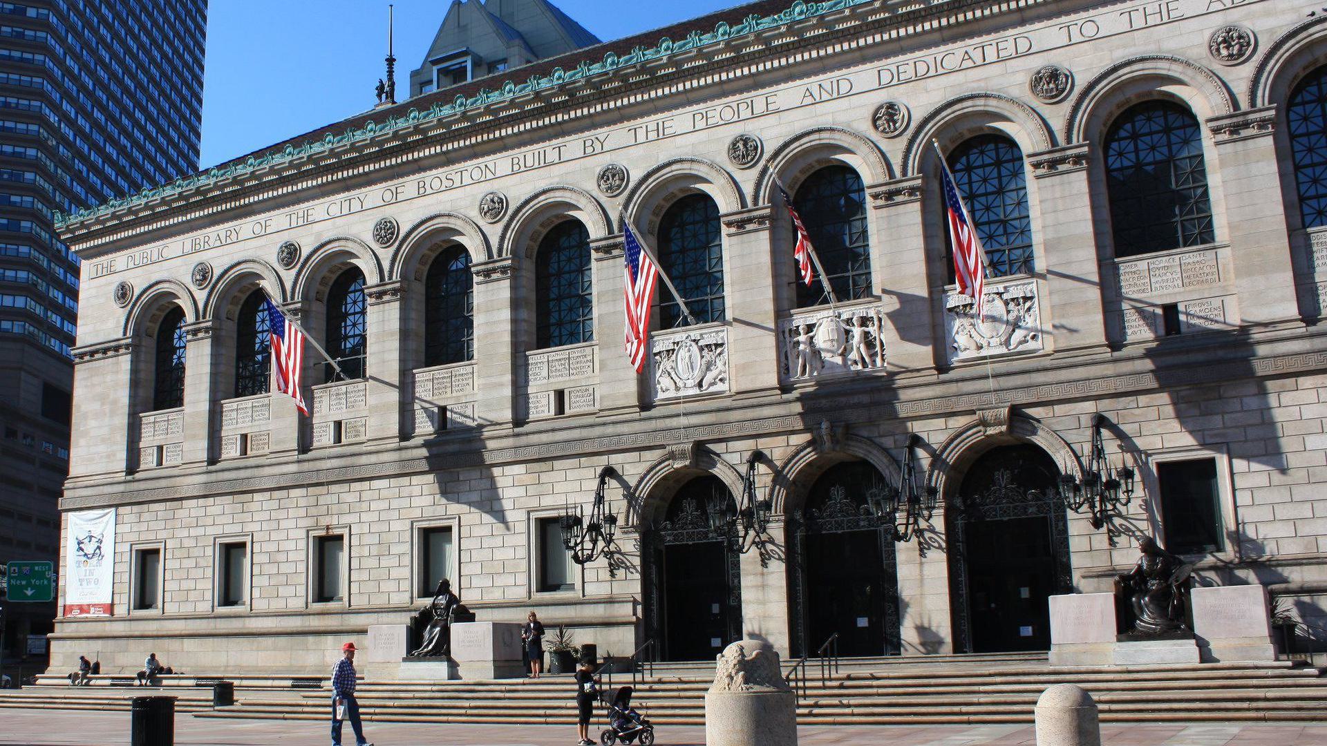the front of a library