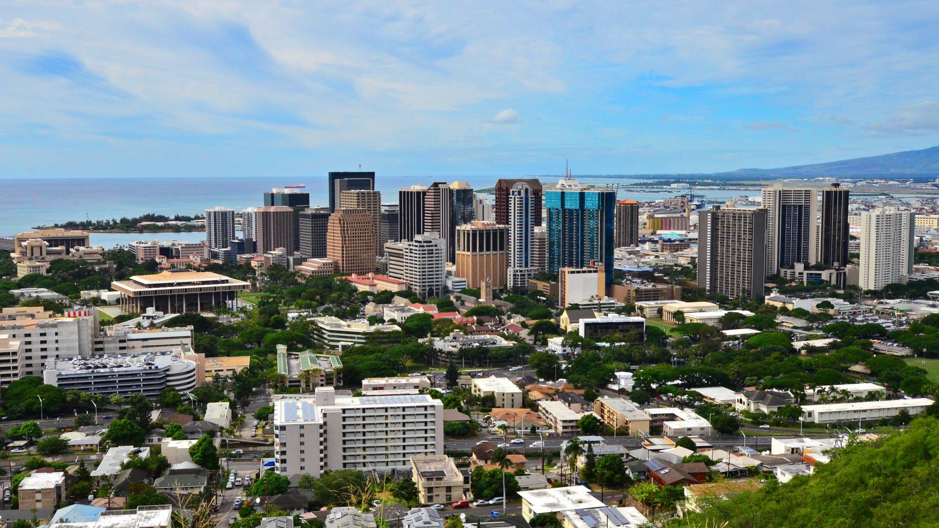 an aerial view of a city