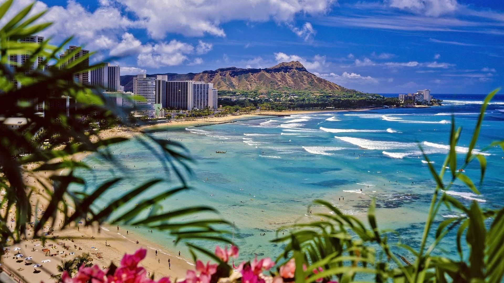 a view of a beach and water