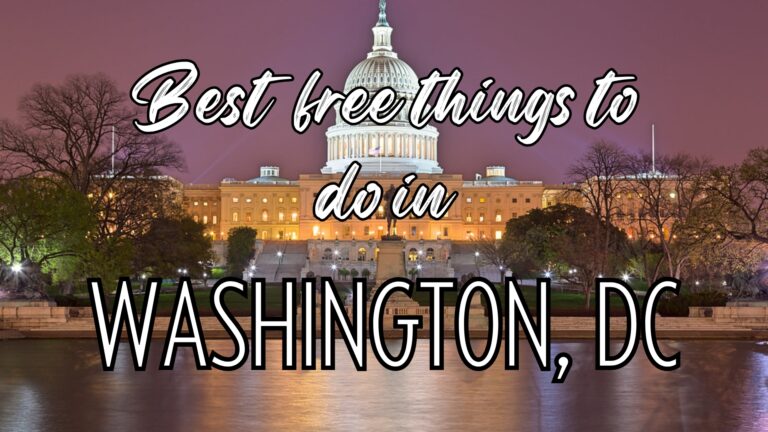 Photo of Capital Building with words "best free things to do in Washington, DC"