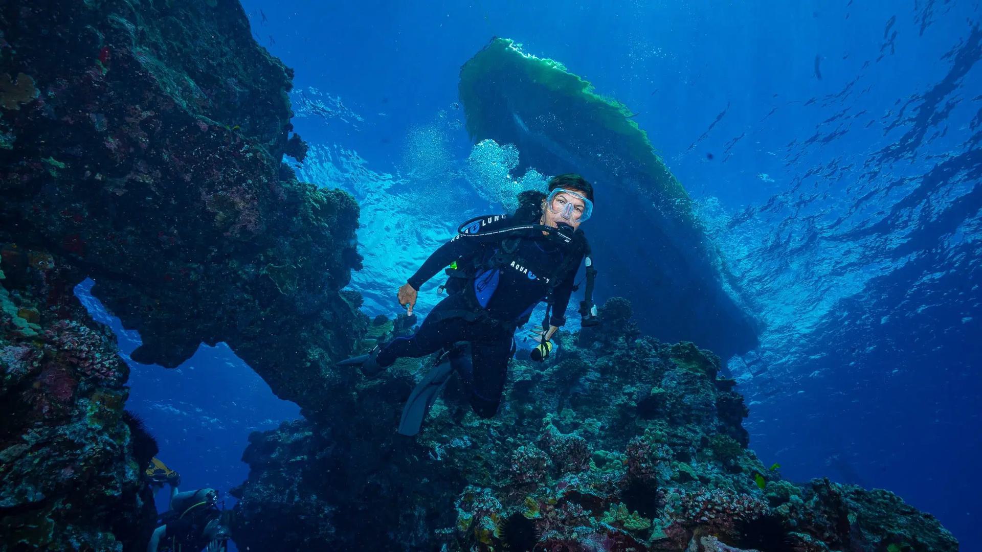 a scuba diver underwater