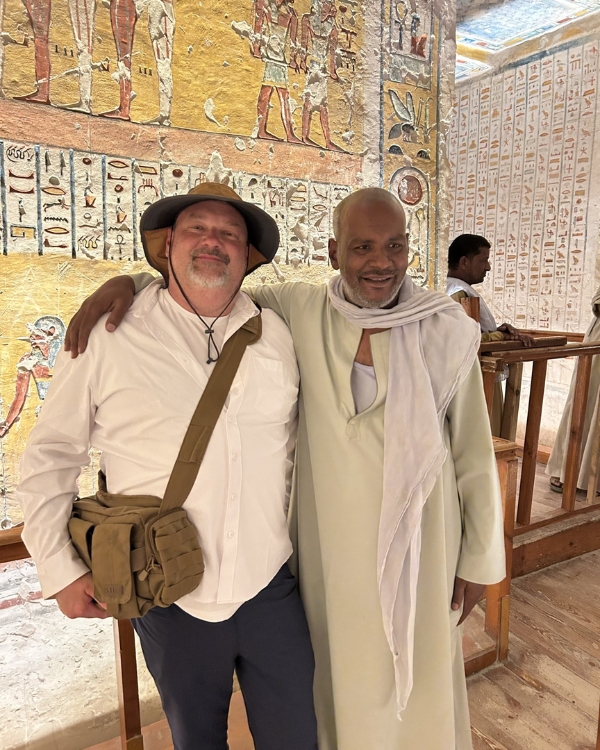 Photo of Scuba Jay's friend Fritz with Valley of Kings attendant.