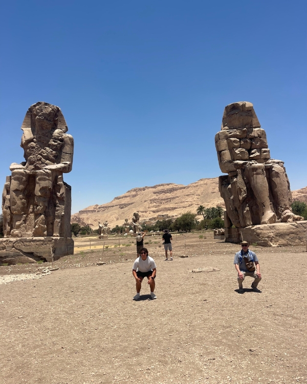 Scuba Jay and Triton with the Colossi of Mamnon.