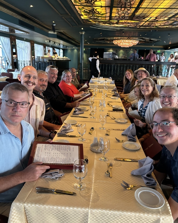 Photo of part of Scuba Jay's travel group on Nile dinner cruise.