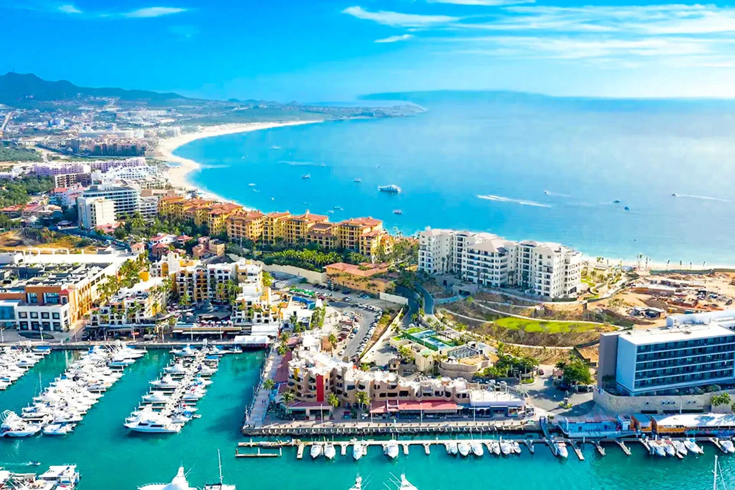 an aerial view of cabo san lucas