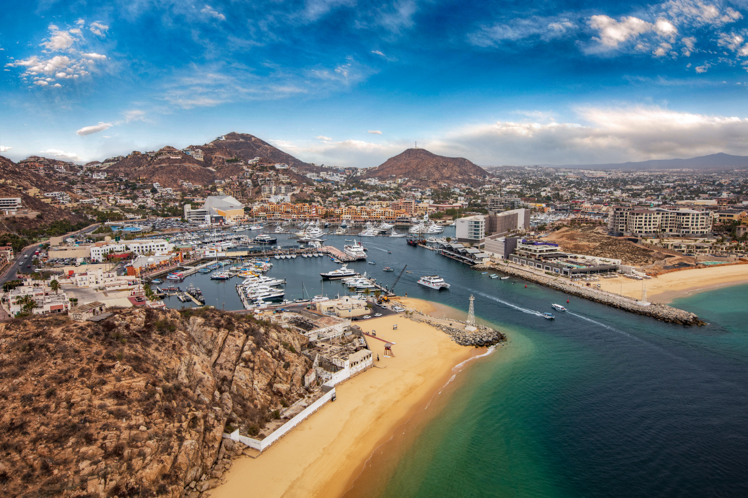 an aerial view of cabo san lucas